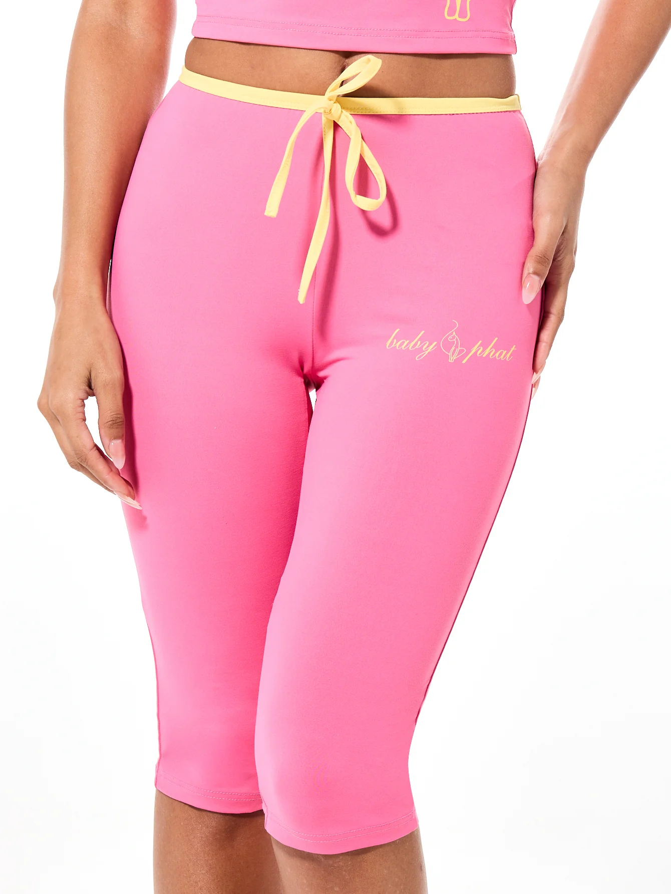 Contrast Capri Leggings with Bow Detail - Image 2