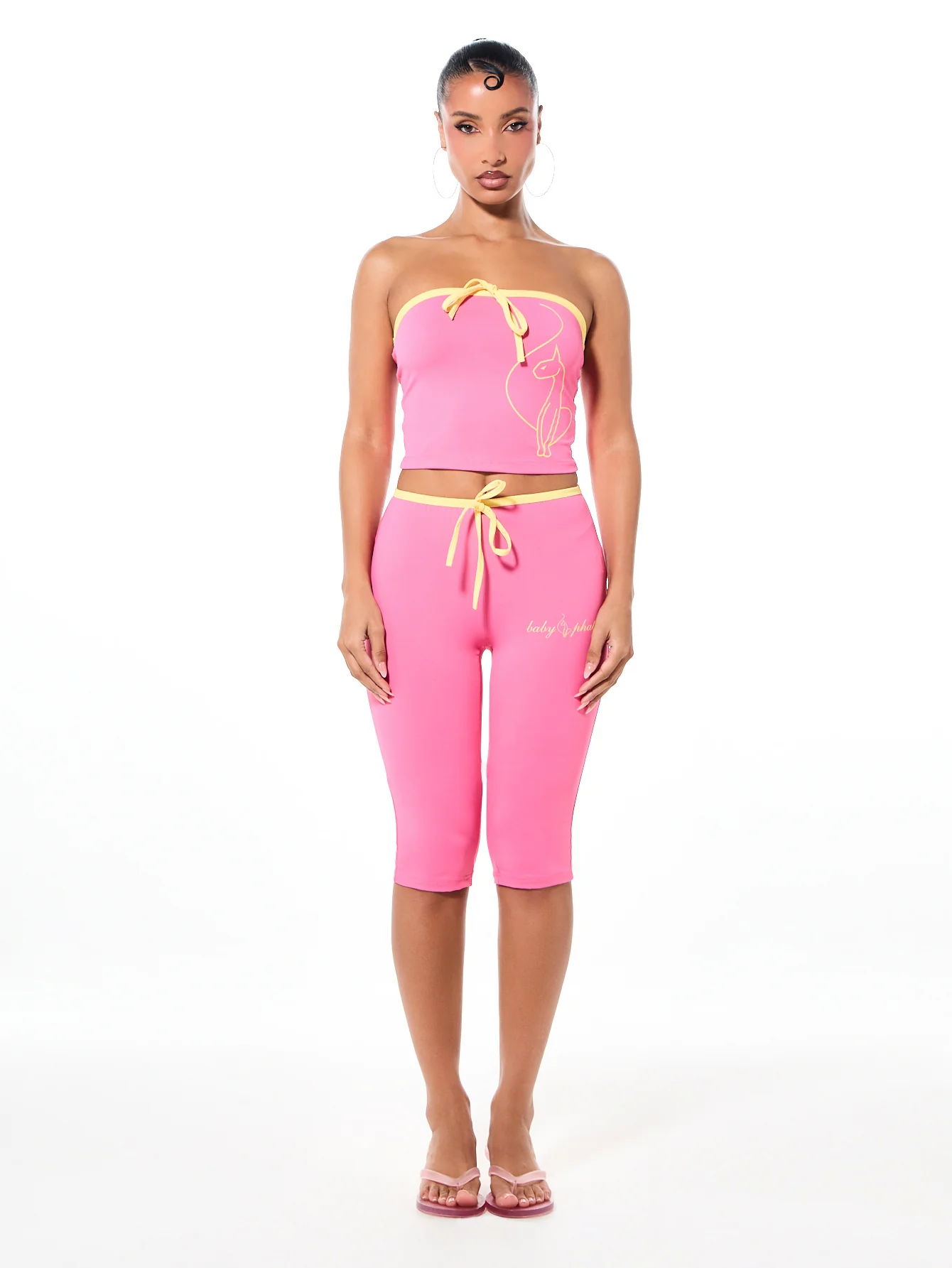 Contrast Capri Leggings with Bow Detail - Image 3