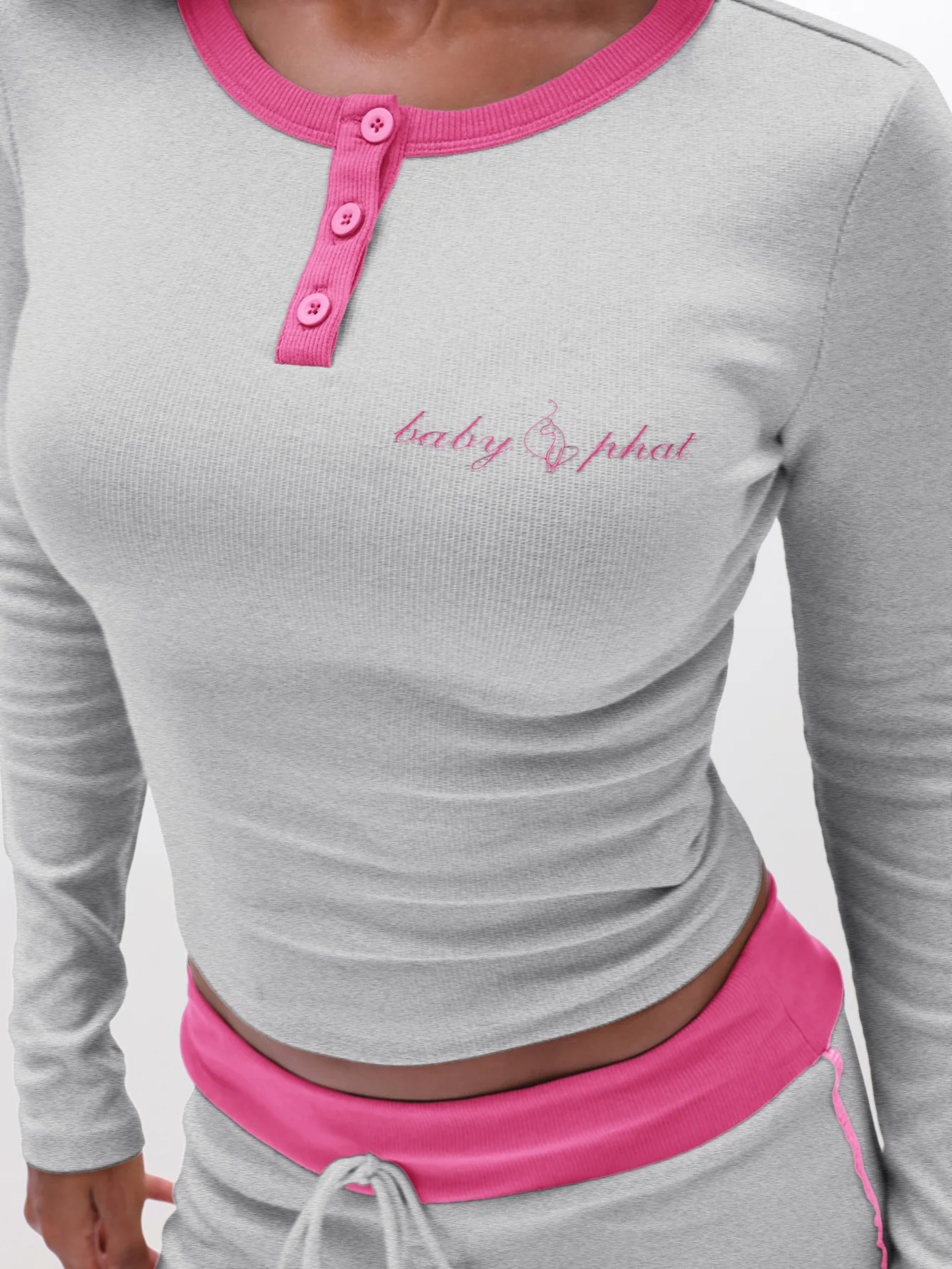 Contrast Trim Henley Top - Image 4