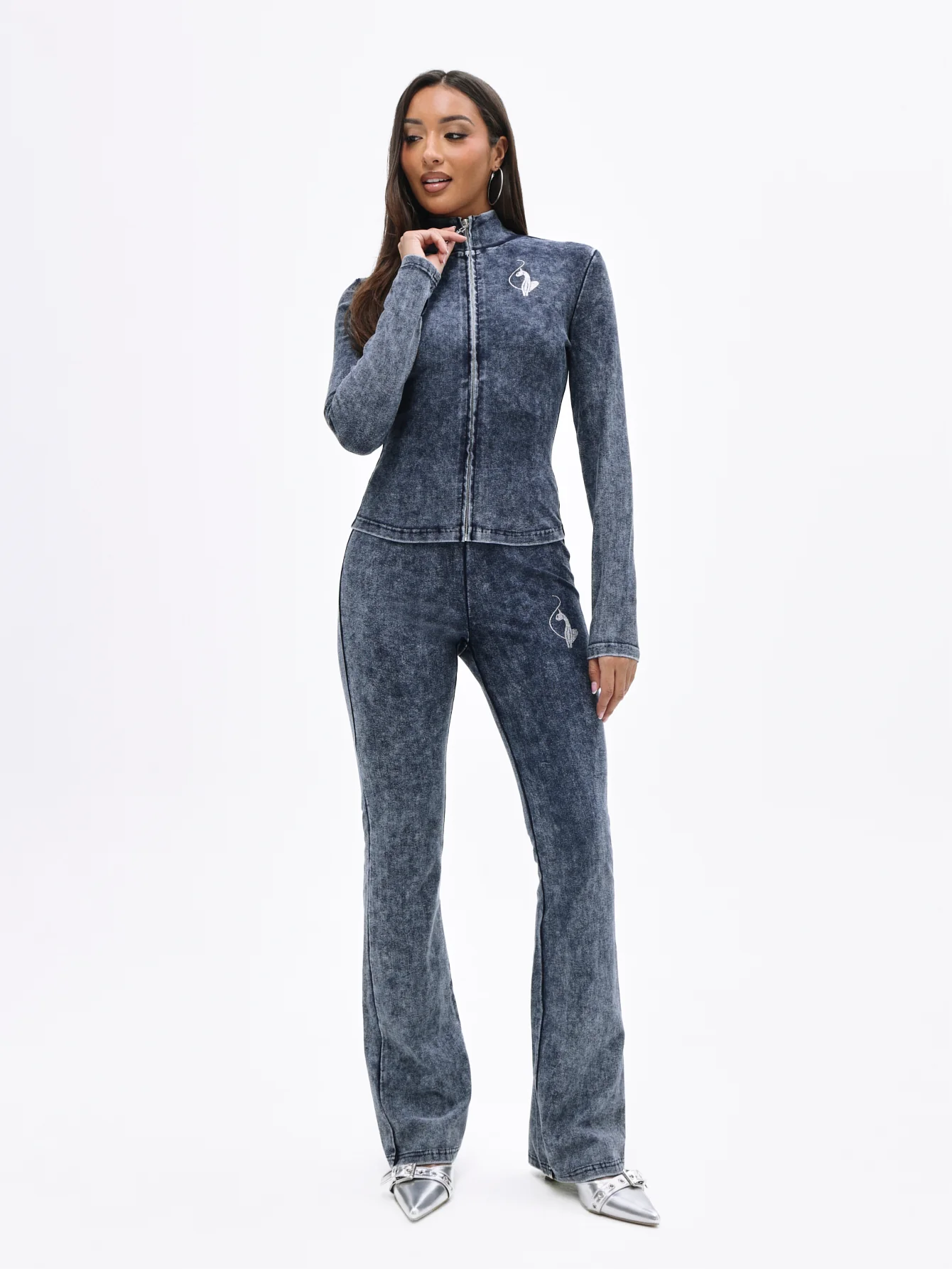Denim Wash Jersey Flare Leggings