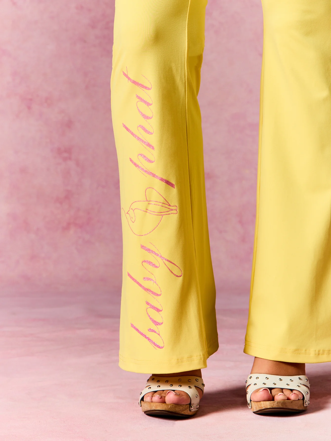 Foldover Flare Leggings with Contrast Waistband - Image 4