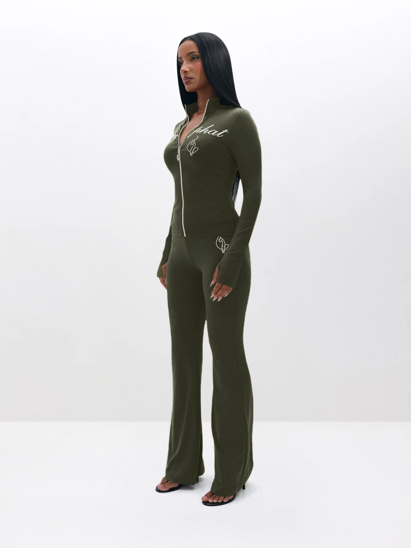 Long Sleeve High Neck Zip Up Top - Image 6