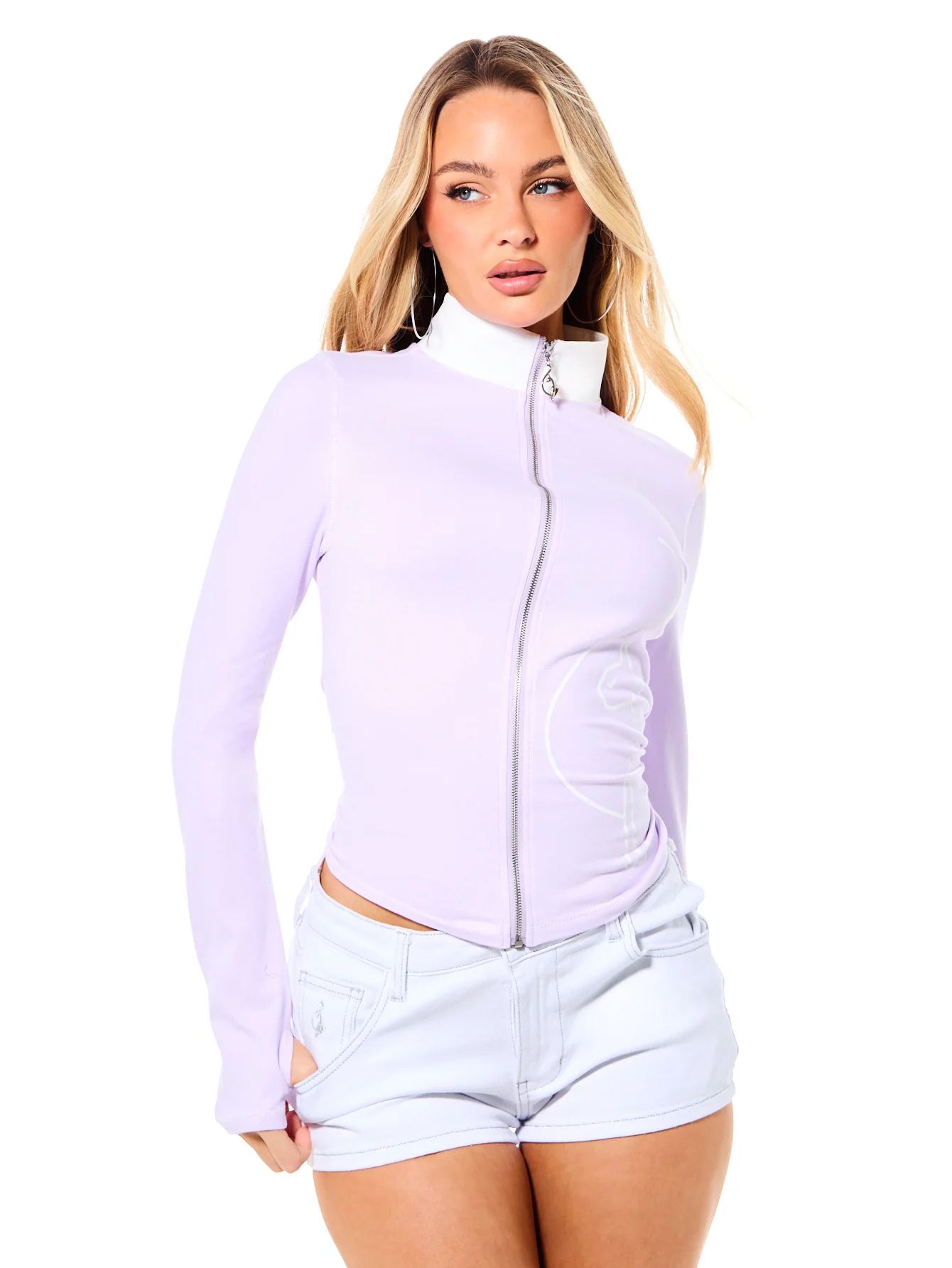 Long Sleeve Zip Up Jersey Top