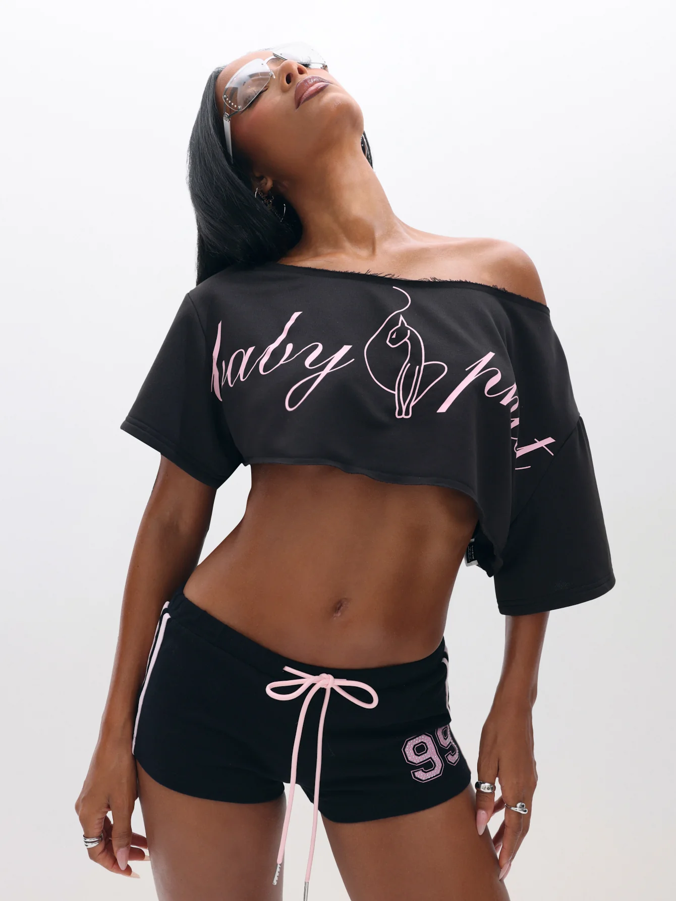 One Shoulder Cropped Sweat Top
