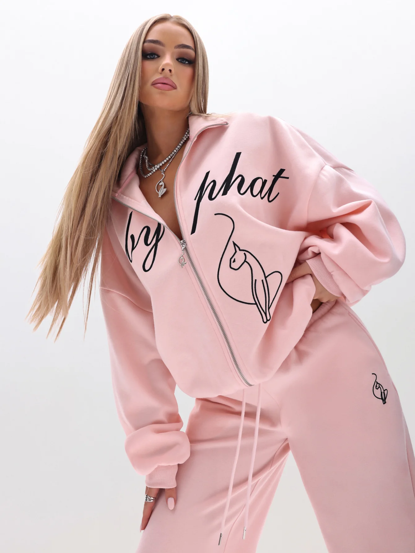 Oversized High Neck Zip Up Sweatshirt