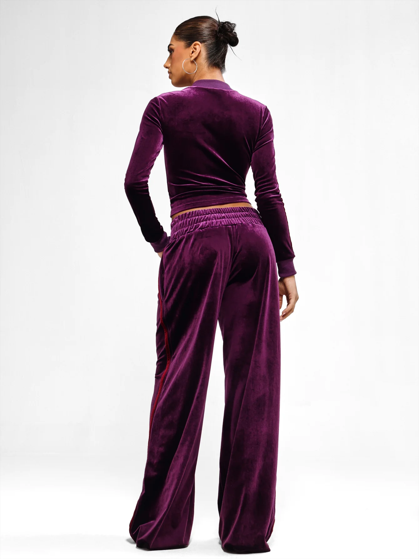 Velour Wide Leg Track Pants - Image 10