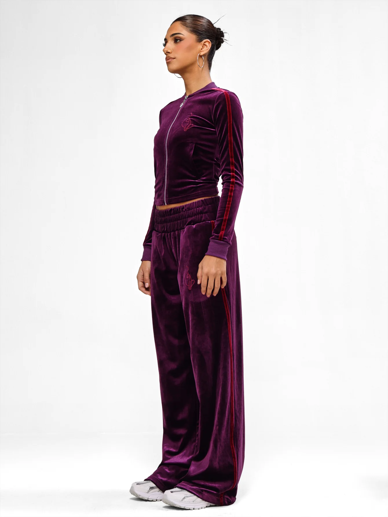 Velour Wide Leg Track Pants - Image 14