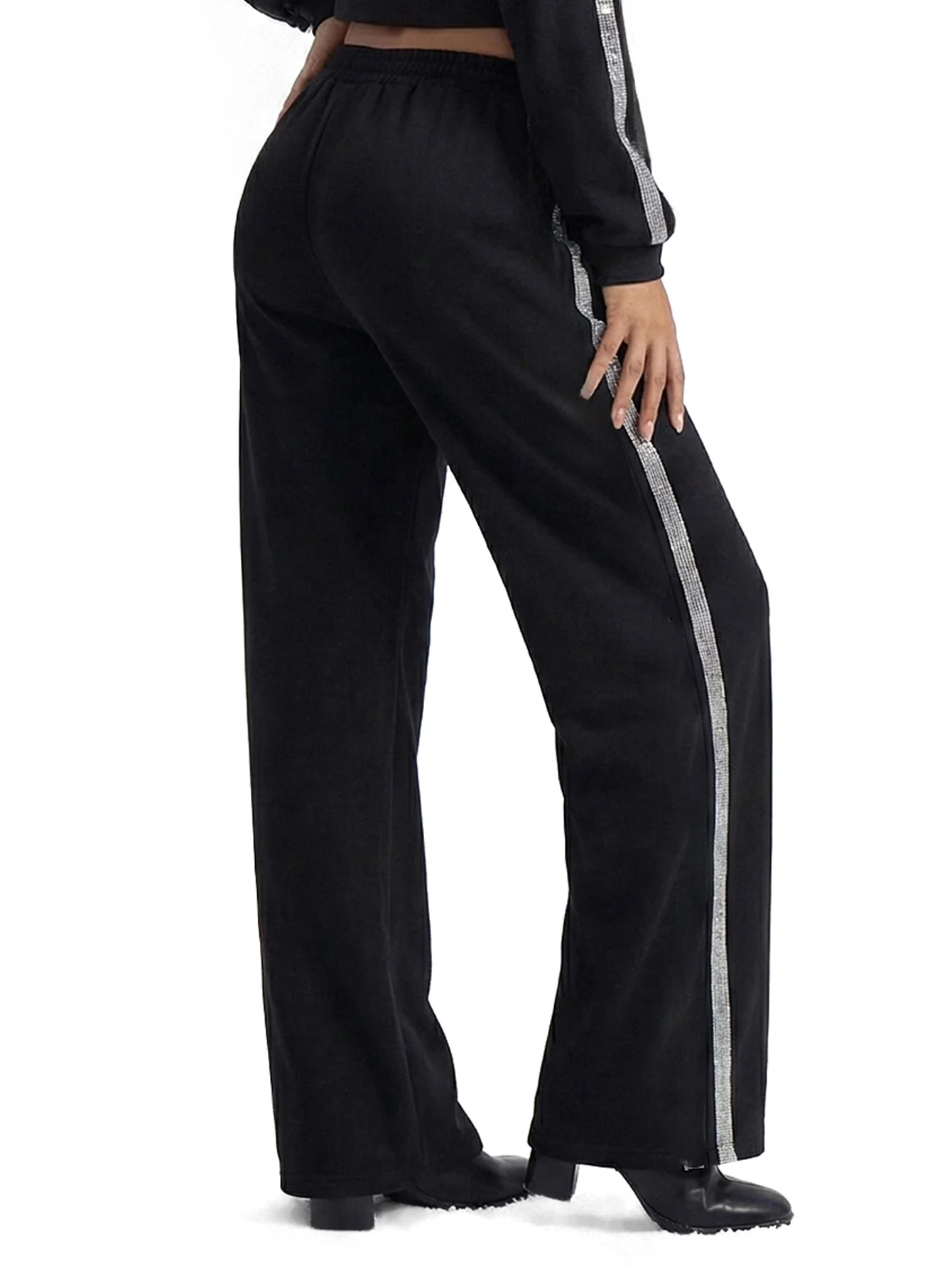 Wide Leg Jogger With Rhinestone Trim - Image 2
